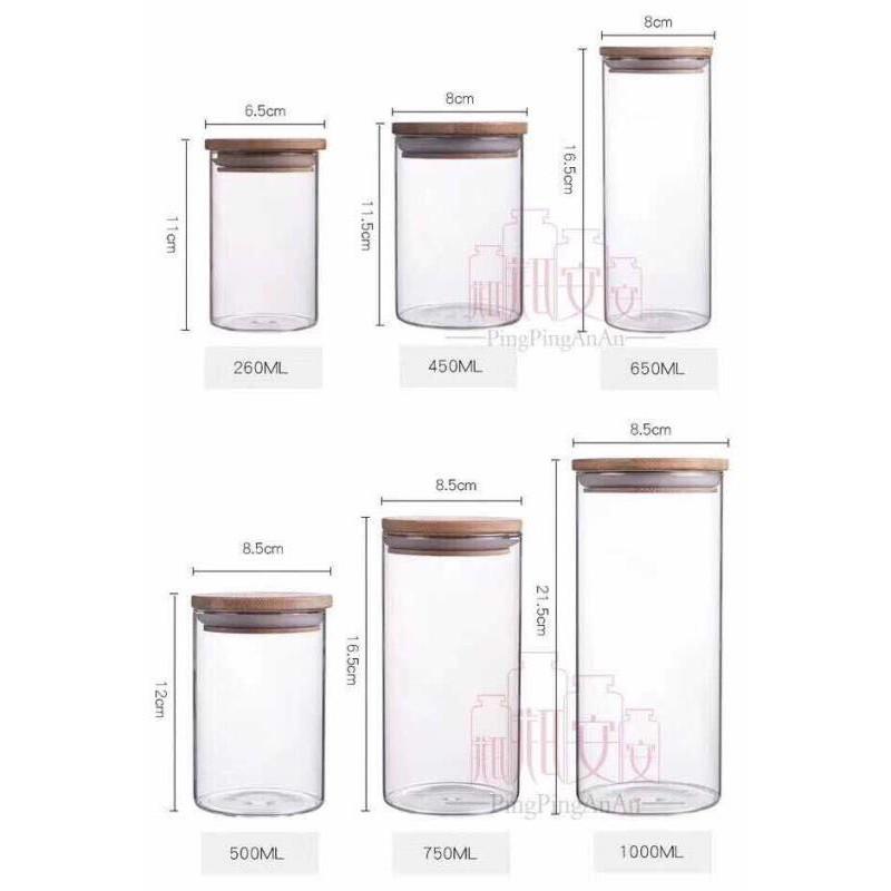 Combo 3 Lọ thủy tinh nắp gỗ 500ml