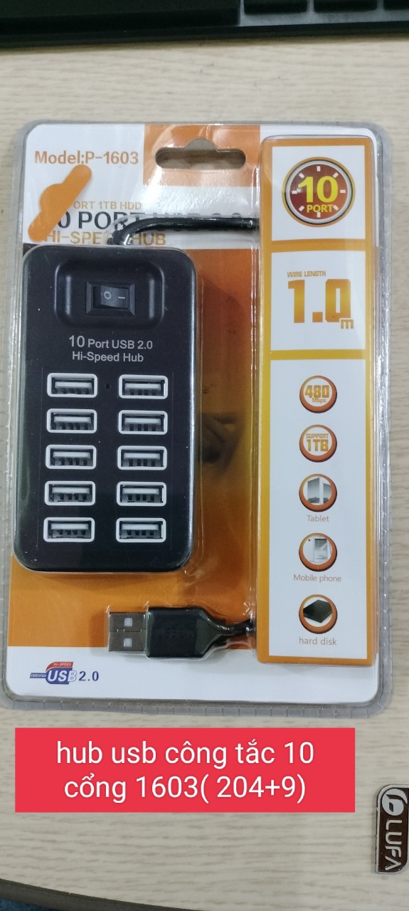 Hub usb công tắc 10 cổng 1603 - HN