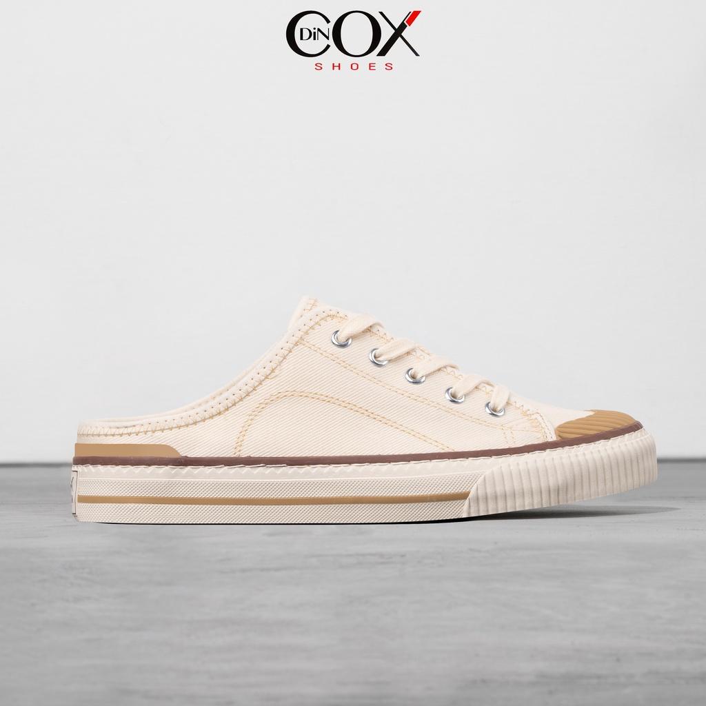 Giày Sục Đạp Gót Mules Vải Sneaker Unisex Tăng Chiều Cao 4cm DINCOX E10 Off/white - 41