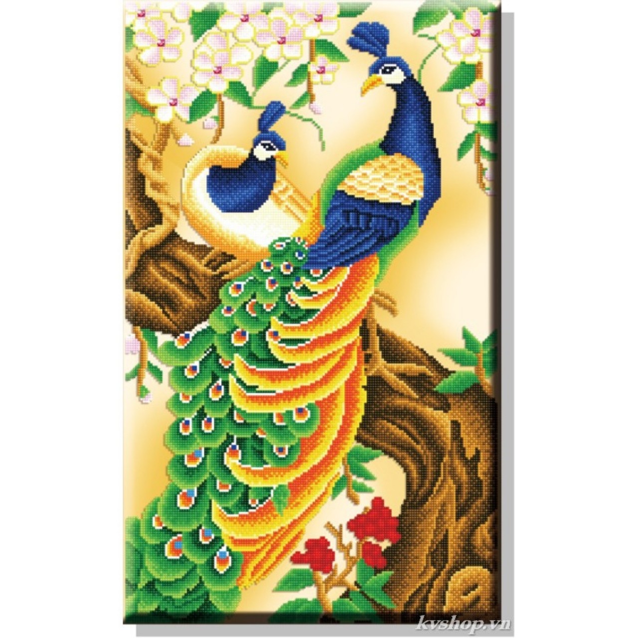 tranh thêu chữ thập Đôi công 42x63cm - chưa thêu