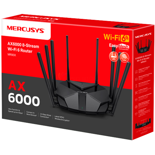 Thiết bị định tuyến mạng không dây Mercusys AX6000 Router Wifi 6 8-Stream MR90X - Hàng chính hãng
