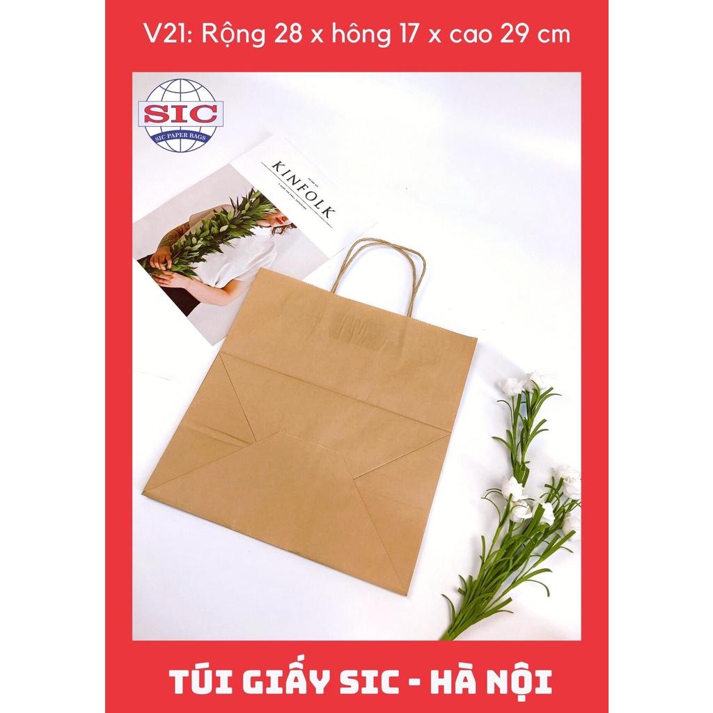 100 CHIẾC TÚI GIẤY KRAFT V21: 28x17x29cm CÓ QUAI