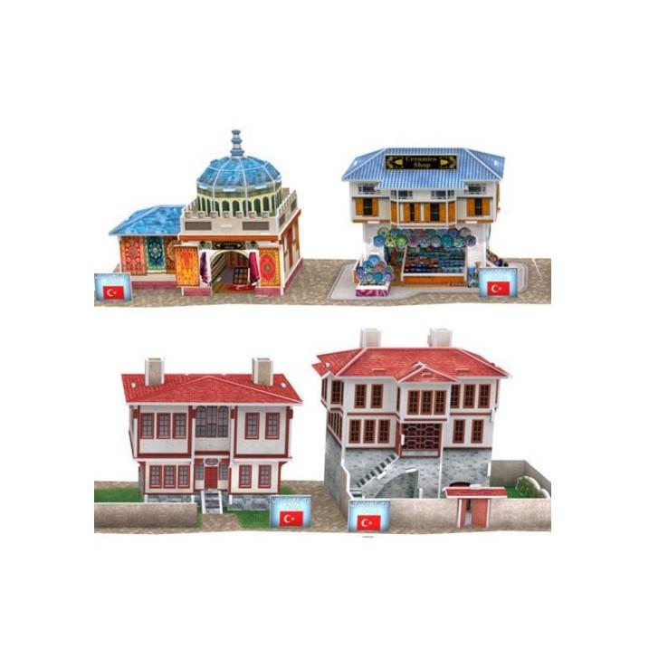 Mô hình giấy 3D - Bộ nhà truyền thống Thổ Nhĩ Kỳ - Flavor Folk House 1 -W3109h