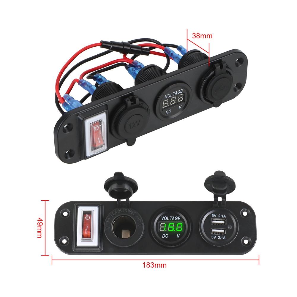 Củ sạc hai cổng USB 12-24V 5V 2.1A +2.1A màn hình LED kỹ thuật số cho xe hơi