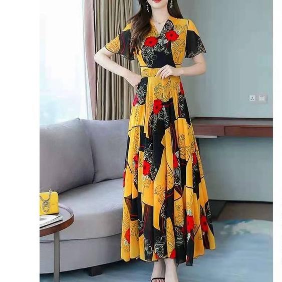 ĐẦM MAXI HỌA TIẾT DÁNG DÀI CAO CẤP