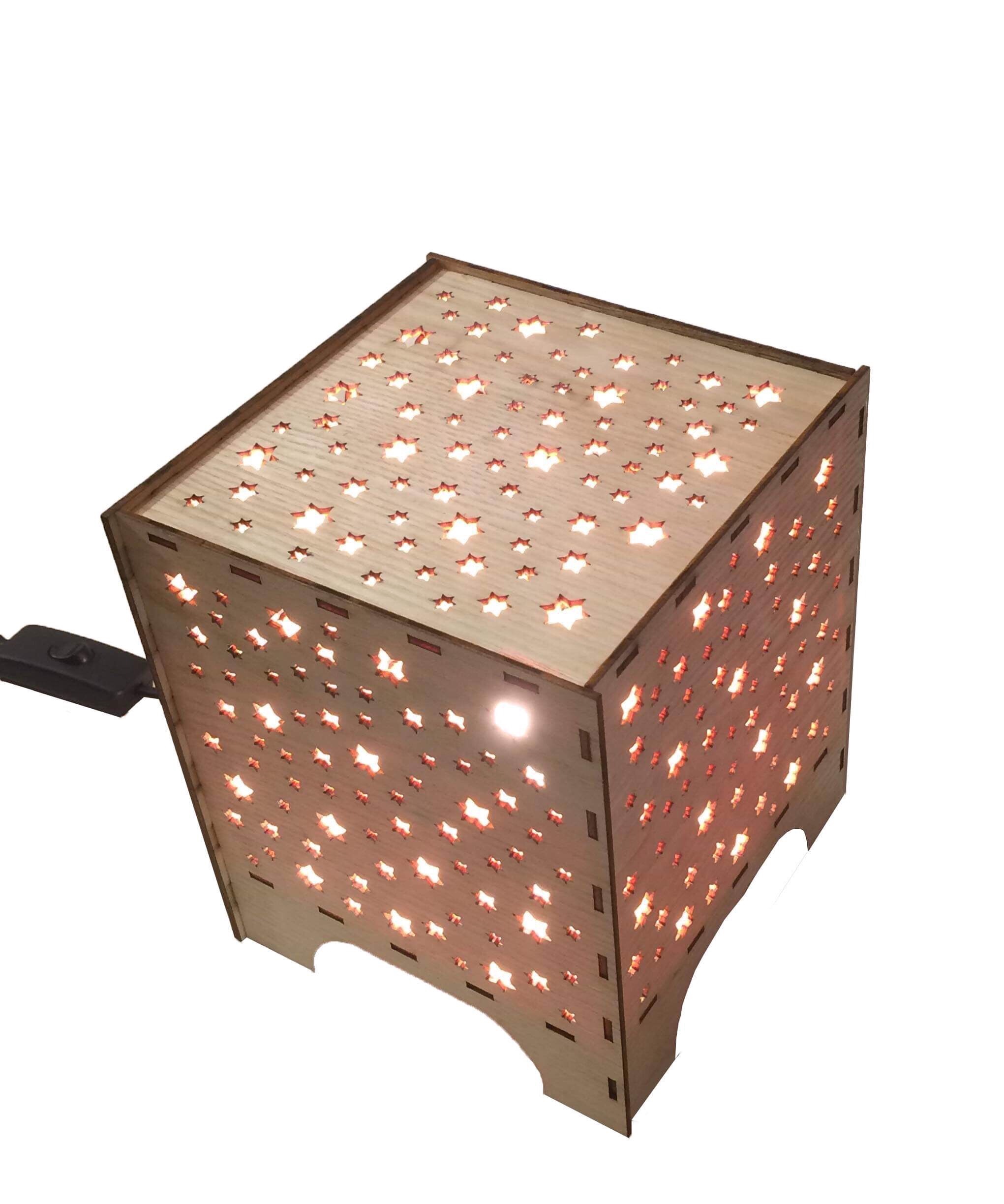 Hộp đèn gỗ hình sao - Đèn DIY hộp gỗ 001