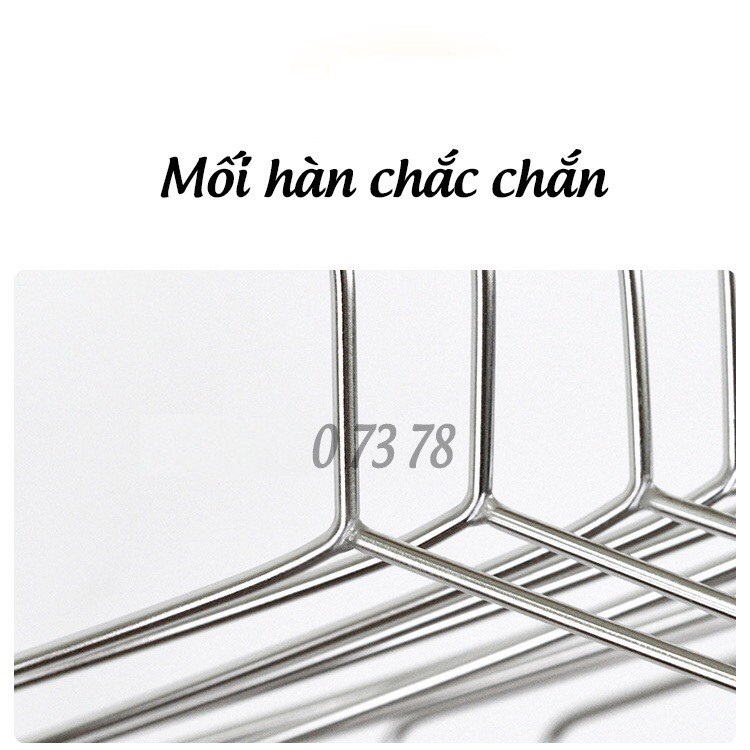 Set 10 Móc Treo Phơi Quần Áo Người Lớn - Chất Liệu Inox - Dày 3mm - Đầu Bo Tròn