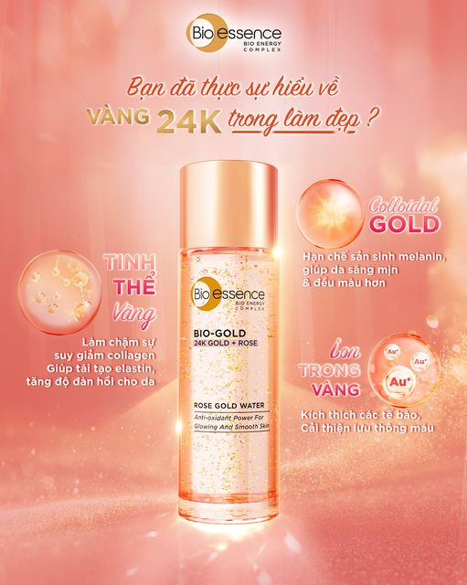 Nước dưỡng ngăn ngừa lão hóa Bio-Gold Rose chiết xuất vàng 24K tinh chất hoa hồng 100ml