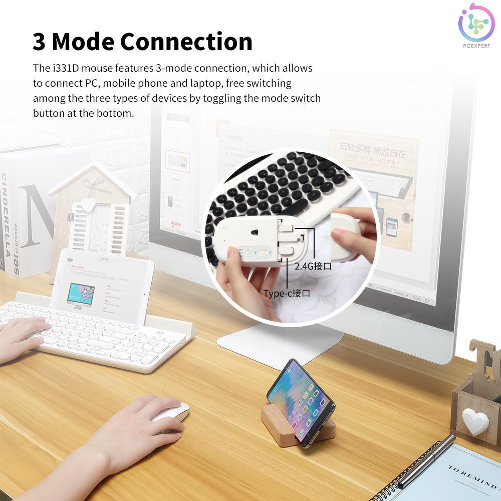 Chuột máy tính không dây 3 chế độ 2000dpi 2.4g Usb Type C Bluetooth 4.0