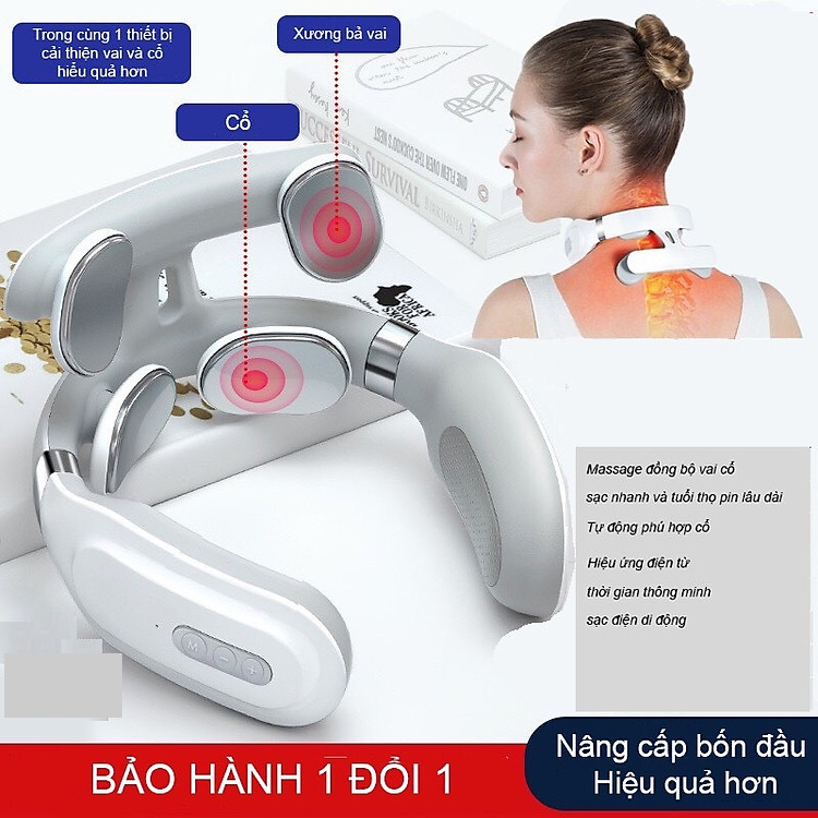 Máy Mát Xa Cổ Vai Gáy, Massage Giảm Đau Mỏi Với 4 Chế Độ Massage Và 16 Mức Độ Điều Chỉnh - Hàng Chính Hãng