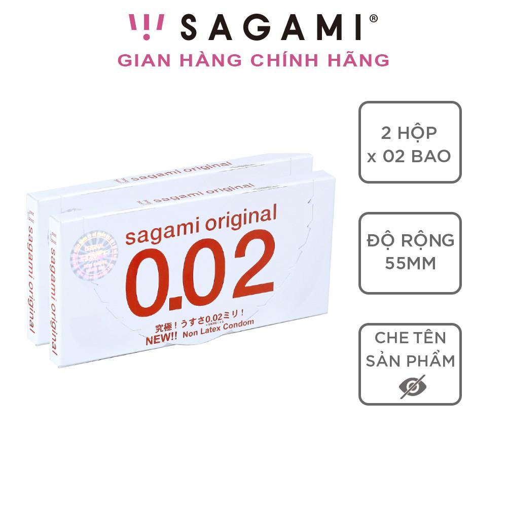 Combo 2 hộp bao cao su Sagami 002 - Siêu mỏng - Non Latex - Hộp 2 chiếc