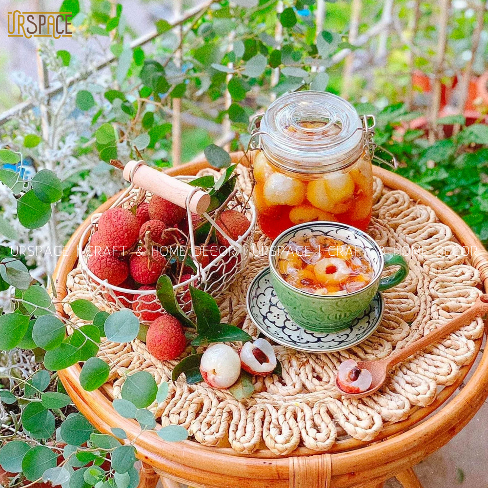 Tấm lót đĩa bình hoa URSPACE đan ngô hình tròn đường kính 35 cm