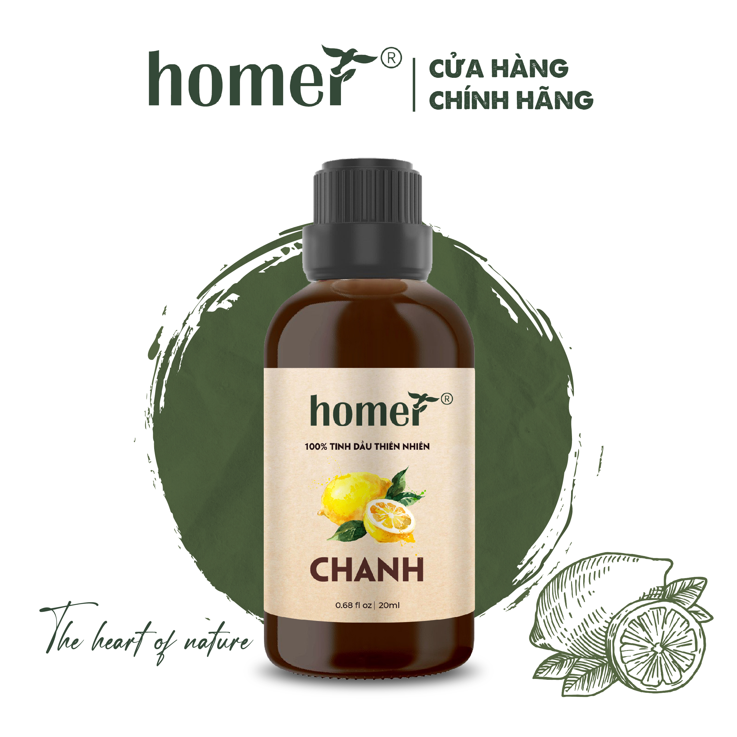 Tinh Dầu Chanh Homer 100ml - Chính Hãng, Đạt Chuẩn Kiểm Định Cao Cấp - Tinh Dầu Xông Thơm Phòng, Thư Giãn, Khử Mùi hiệu quả