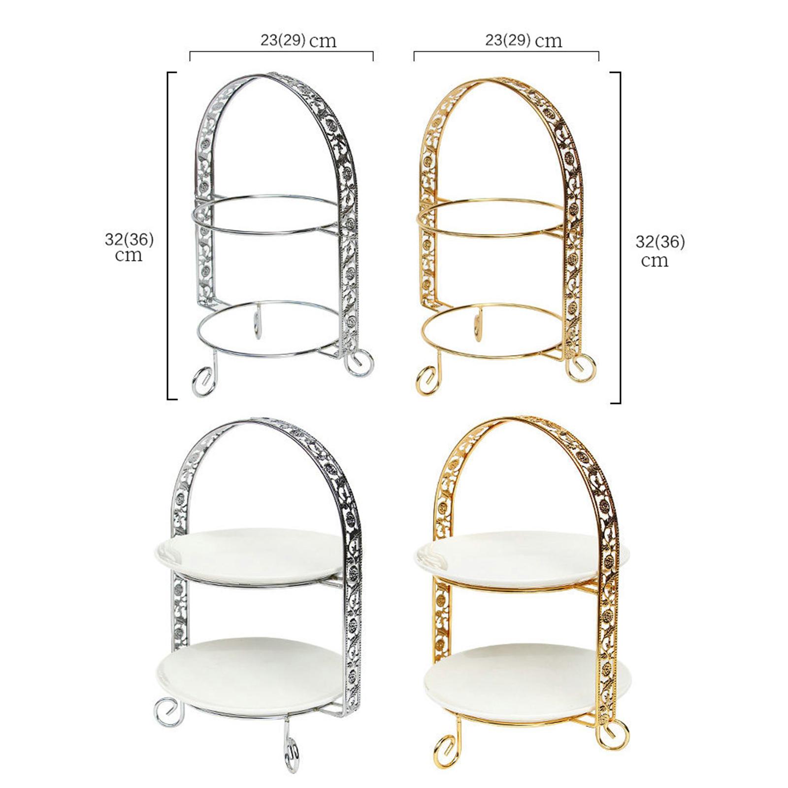 Iron 2-Tire Cupcake Platter Display Stand Serving Plate Rack