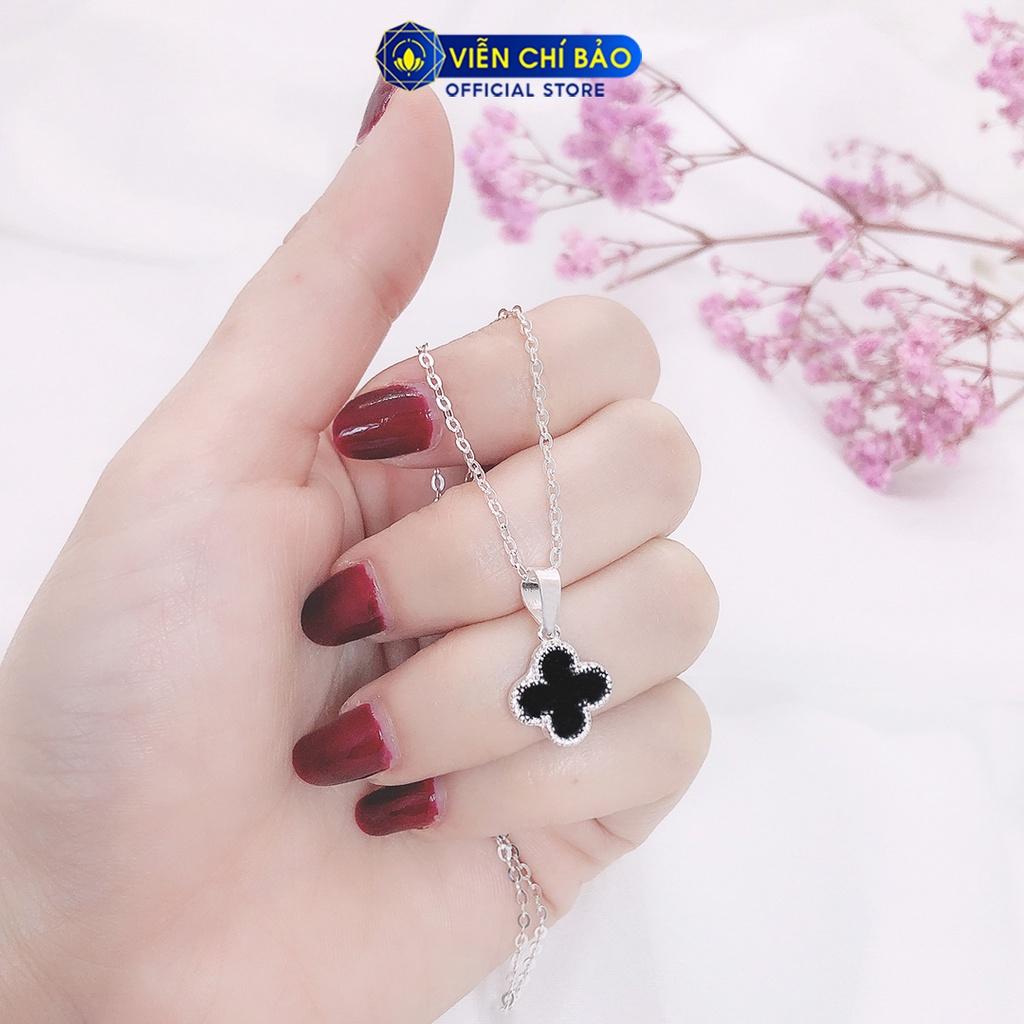 Dây chuyền bạc nữ Cỏ bốn lá may mắn, vòng cổ nữ bạc 925 thời trang phụ kiện trang sức nữ Viễn Chí Bảo M400430 D400143x