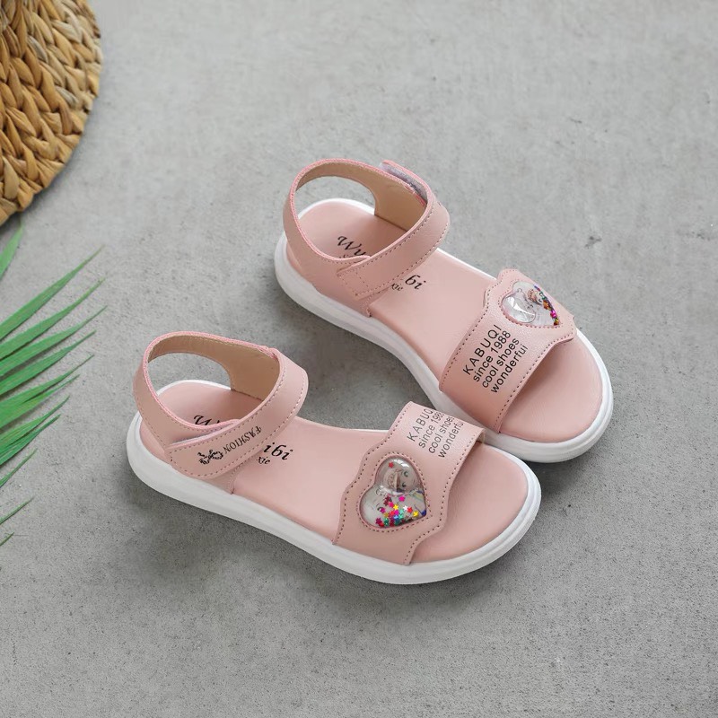 Sandal bé gái 3 - 12 tuổi quai ngang họa tiết Elsa Anna da mềm quai hậu thời trang phong cách Hàn Quốc SG56