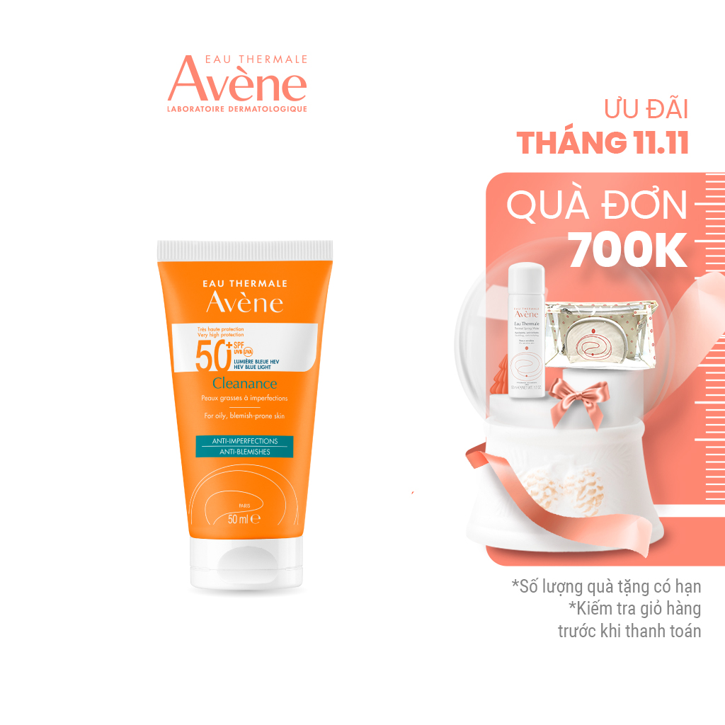 Sữa chống nắng quang phổ rộng cho da dầu mụn AVÈNE CLEANANCE PROTECT 50+ 50ml BLUE LIGHT