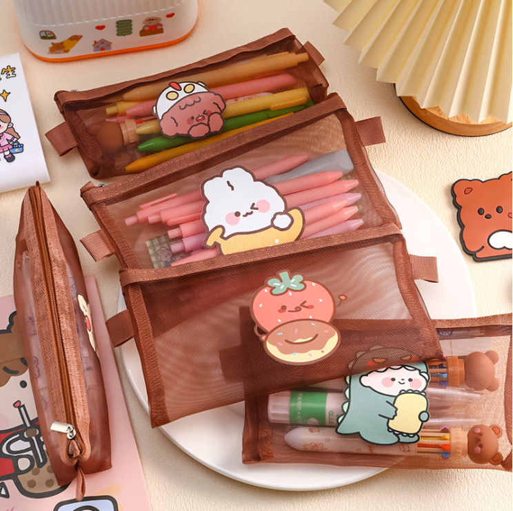 Túi đựng bút viết 1 ngăn lưới hình cute thời trang học sinh đẹp giá rẻ để đồ dùng học tập đa năng