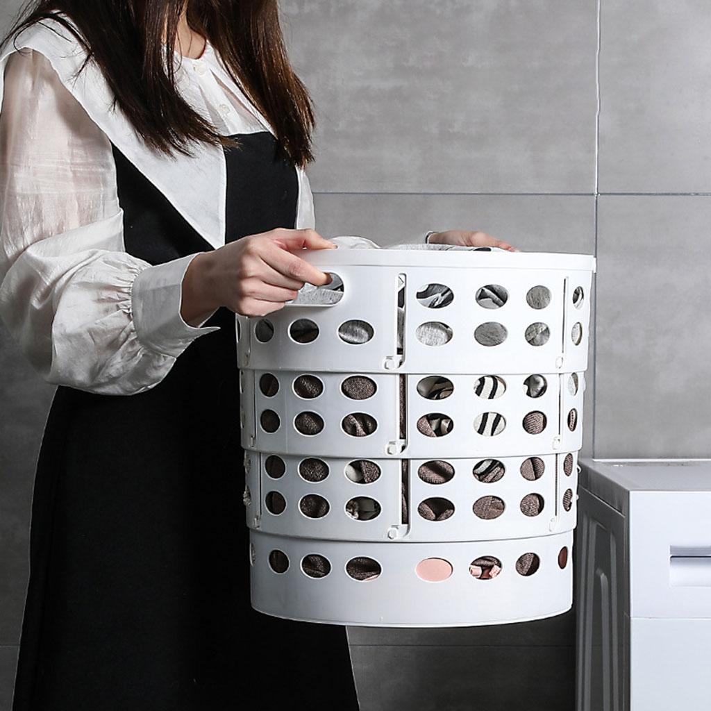 Folding PP Storage Basket Bins Kids Room Clothes Sundries Organizer White