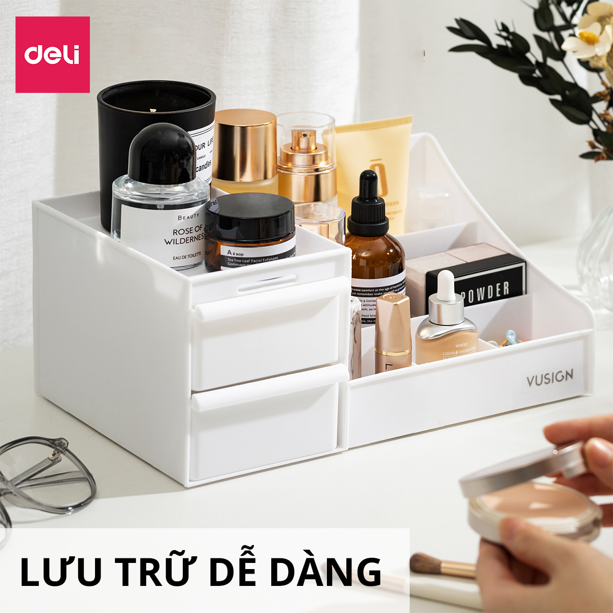 Kệ Đựng Mỹ Phẩm Nhựa Dày Nhiều Tầng Để Bàn Deli - Khay Đựng Đồ Trang Điểm Đa Năng Có Hộp Ngăn Kéo Tiện Lợi Decor Bàn Làm Việc Góc Học Tập - VS556 VS557