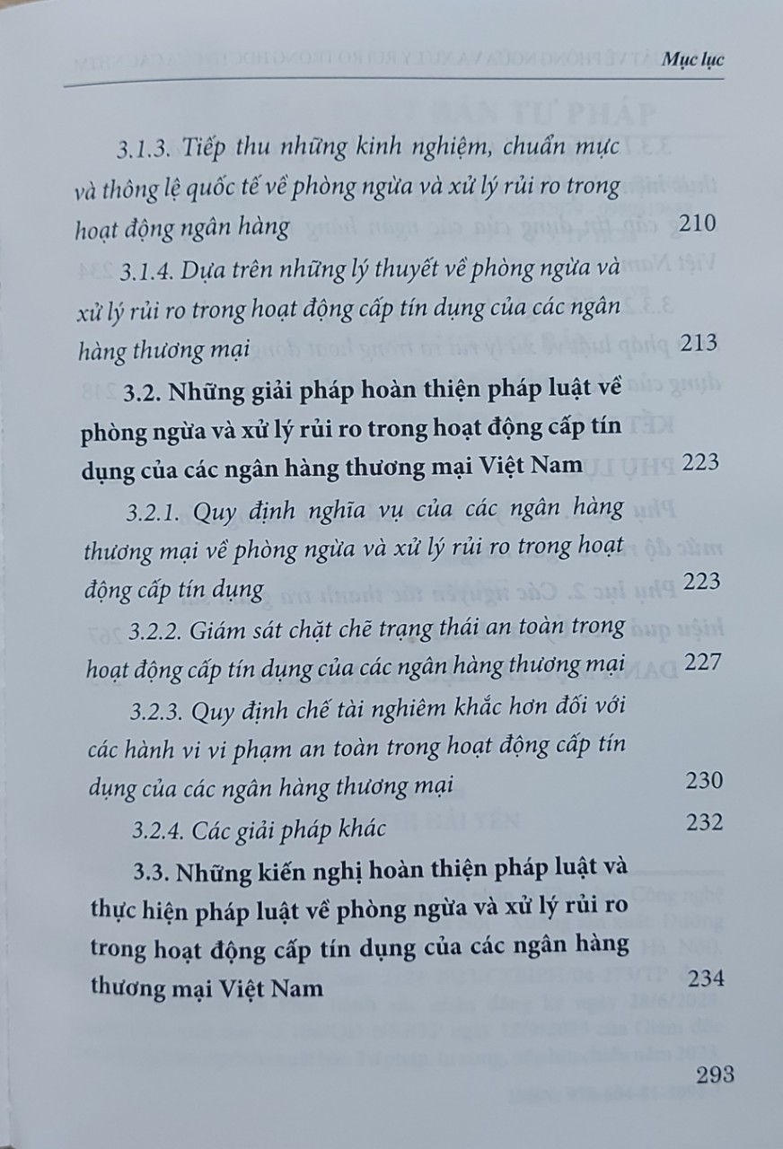 Pháp luật về phòng ngừa và xử lý rủi ro trong hoạt động cấp tín dụng của các ngân hàng thương mại ở Việt Nam