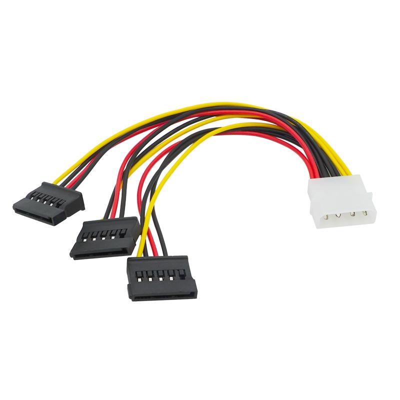 SATA Adapter Cable IDE 4Pin Male To 3 Port SATA Female Splitter Hard Drive Power Supply Cable SATA Cable 22cm