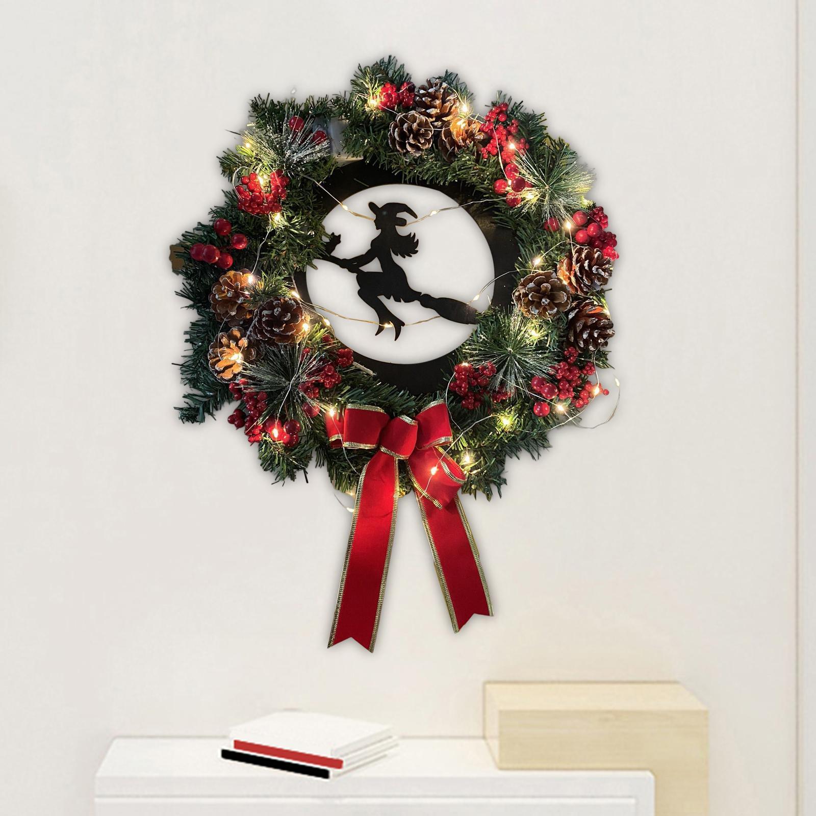 Wreath Christmas with Light Hanging Garland Autumn for Door Holiday New Year