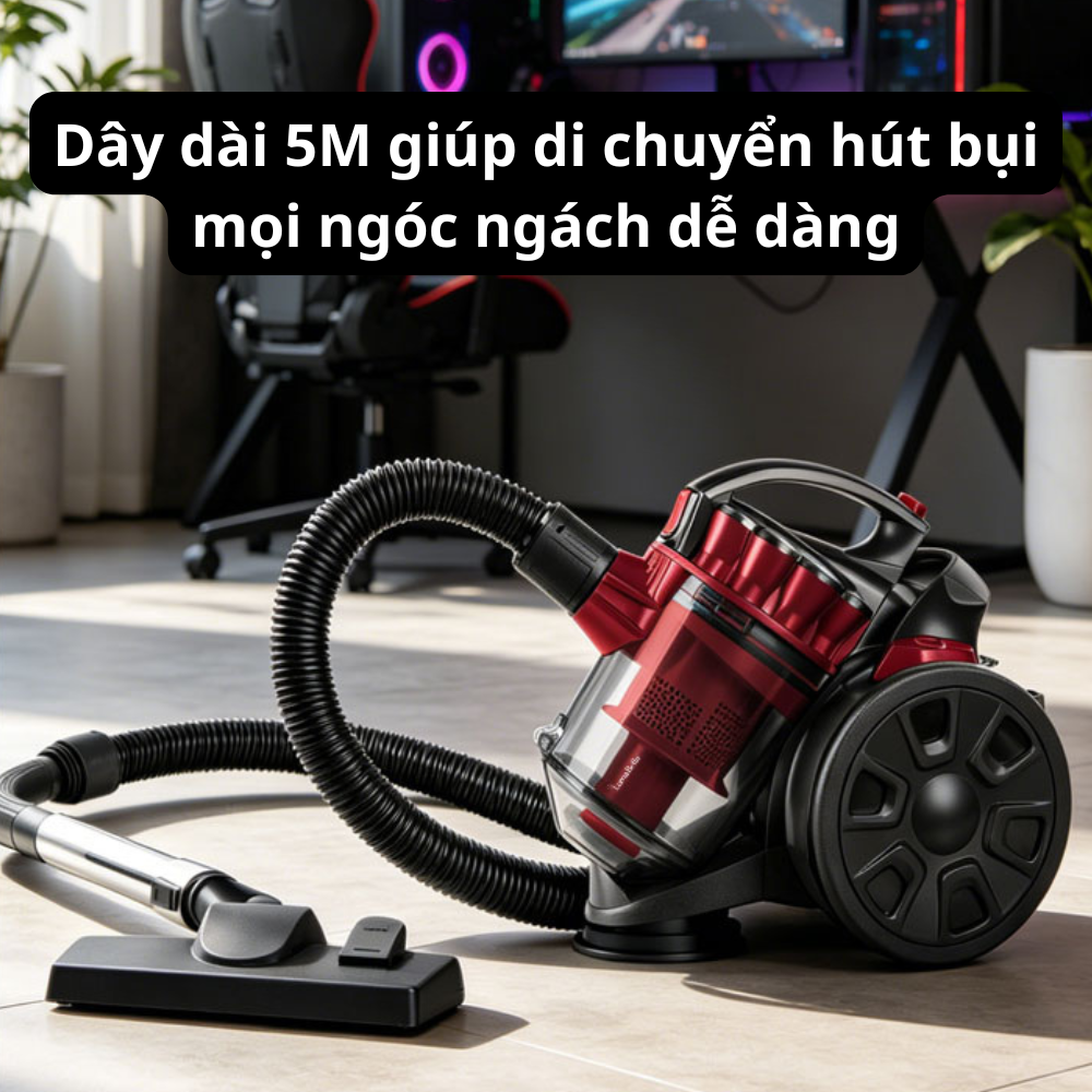 Máy hút bụi gia đình cầm tay CÓ DÂY Lumabella LB-63019 công suất cực cao 2600W hút bụi gia đình, ô tô, sofa, dễ vệ sinh - HÀNG CHÍNH HÃNG