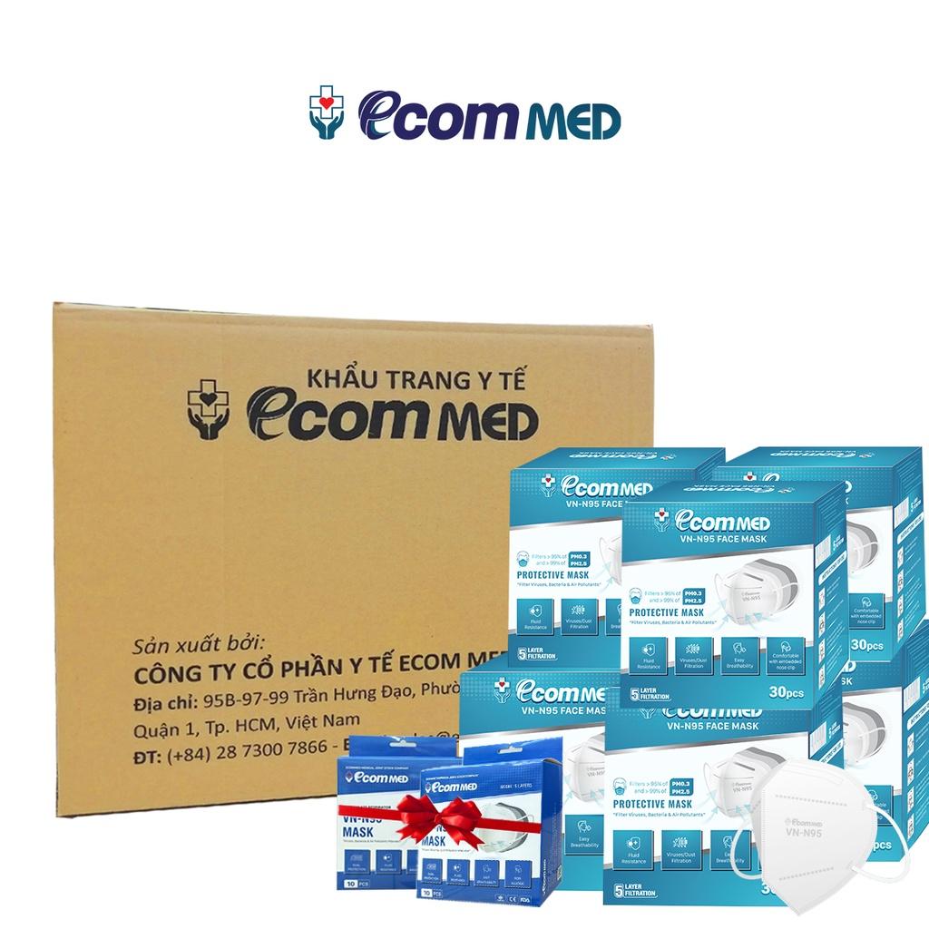 Combo 6 Hộp Khẩu Trang N95 EcomMed - Tặng thêm 2 hộp 10 cái - Đạt chuẩn FDA