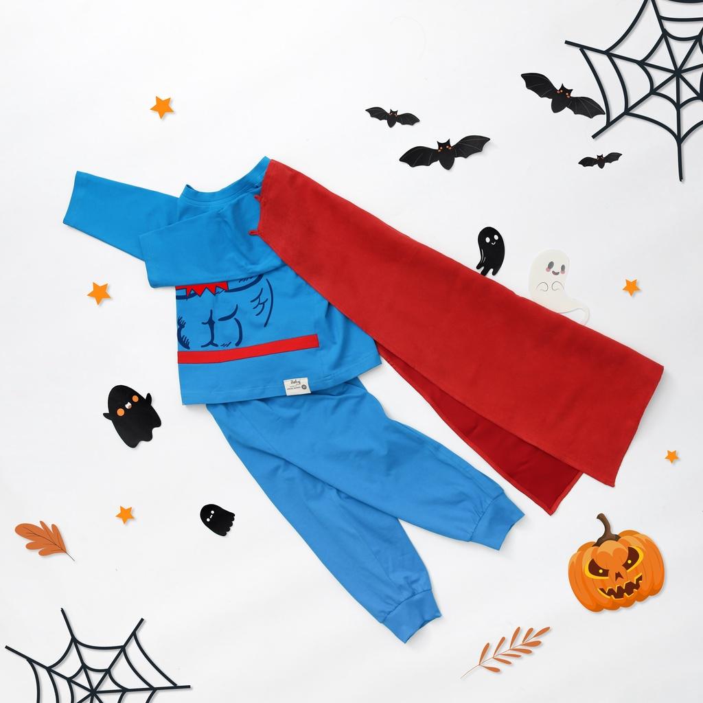 Đồ bộ Halloween bé trai ILABY set siêu nhân kèm kèm áo choàng chất liệu thun cotton