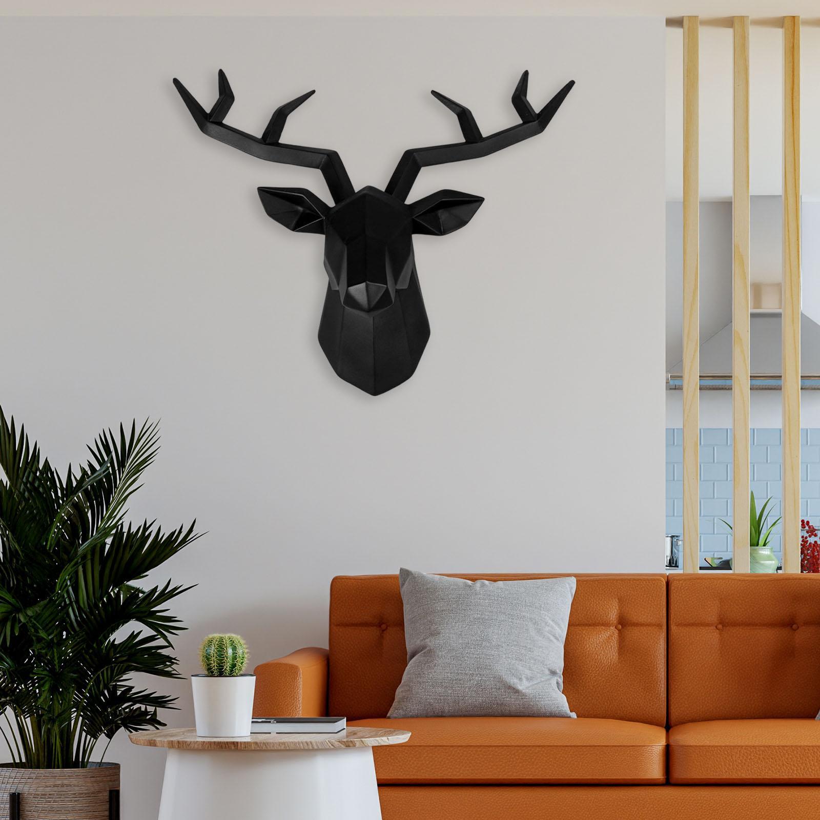 2x Resin Deer Head Sculpture Wall Mount Animal Statues Figurines Decor