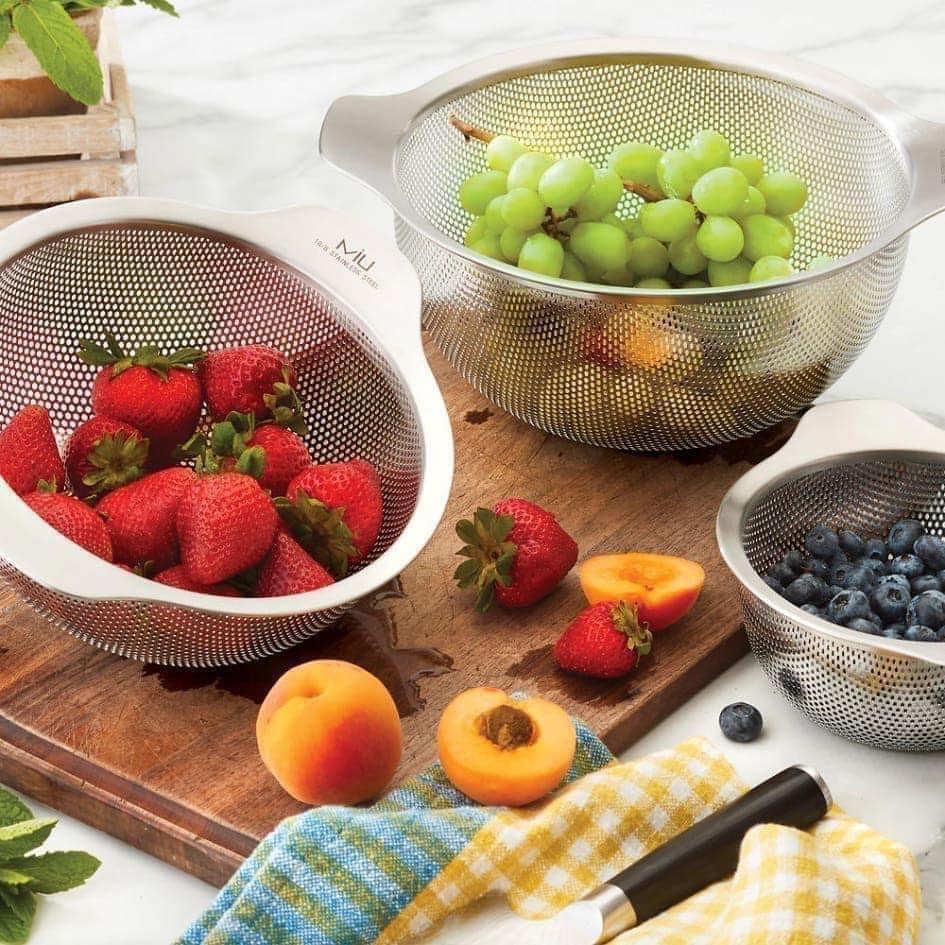 Set 3 rổ Zwilling Miu cao cấp chất liệu siêu xịn, inox công nghệ mới chống bám vân tay (size 16 20 24cm)