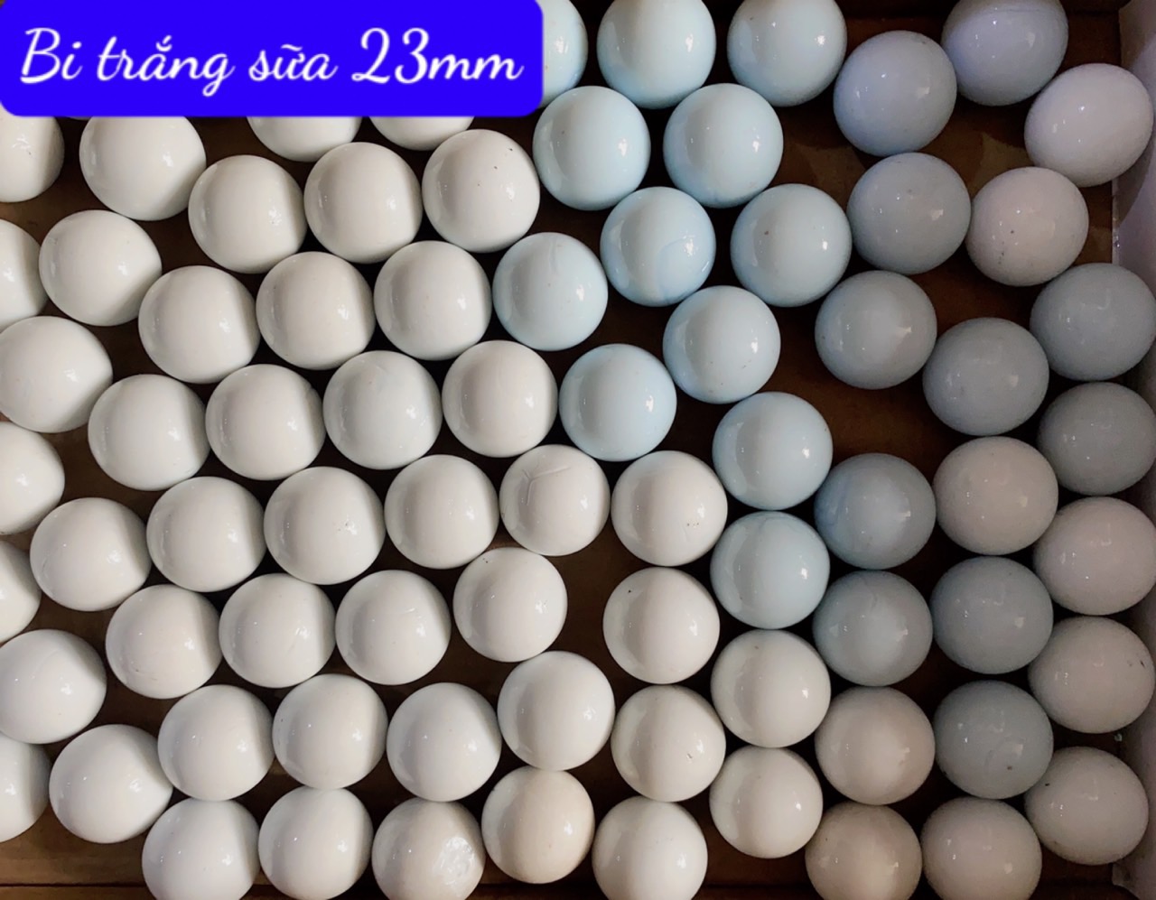 1 kg bi thuỷ tinh lớn màu trắng sữa trơn - bi cân kg giá sĩ - bi ve truyền thống