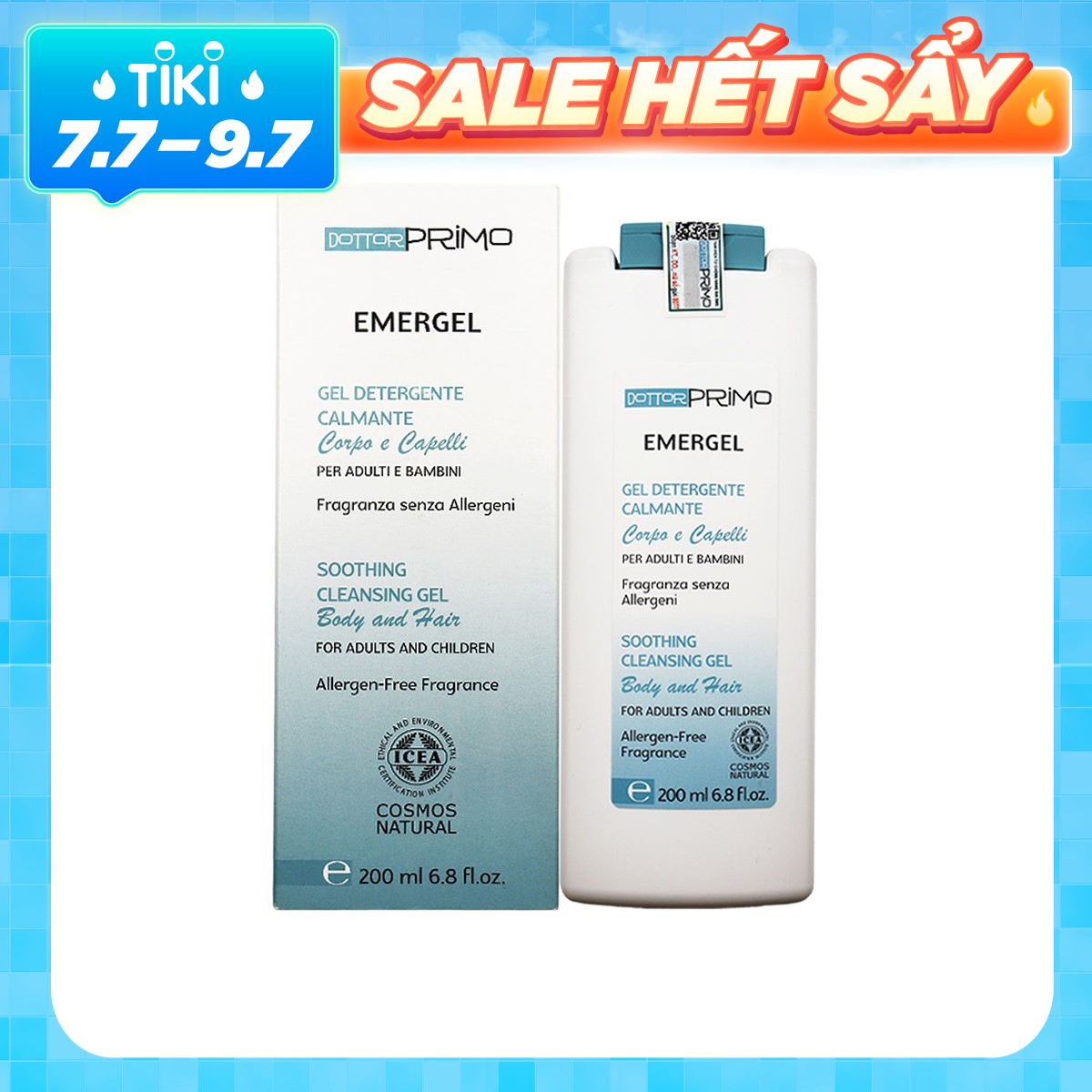 DottorPrimo Emergel – Sữa Tắm Gội Hữu Cơ Dành Cho Bé Từ 6 Tháng Tuổi, Bà Bầu - Thích Hợp Với Mọi Loại Da Giảm Viêm Ngứa, Kích Ứng, Mẩn Đỏ, Khô Ráp