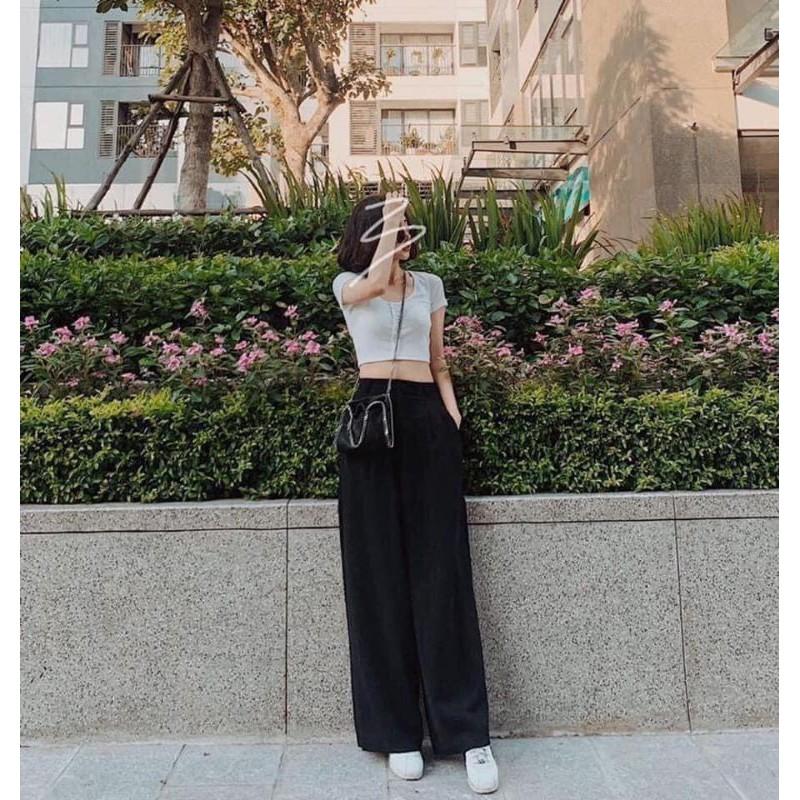 Quần len tăm ống suông culottes