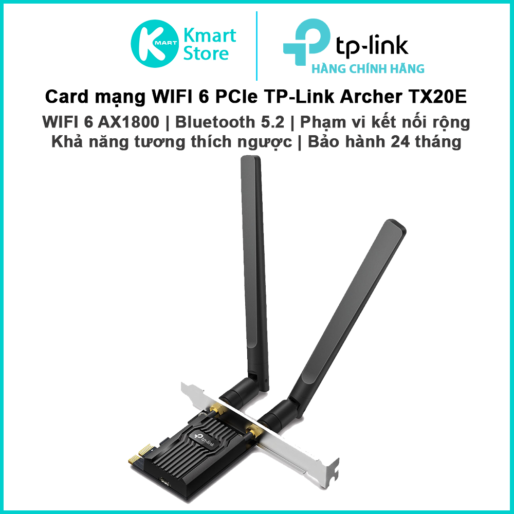 Card mạng WIFI 6 AX1800 Archer TX20E | Chuẩn PCIe | Bluetooth 5.2 | Phạm vi kết nối tín hiệu rộng | Bảo hành 2 năm | Hàng Chính Hãng