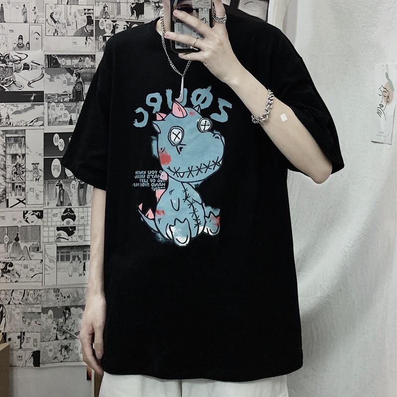 Áo phông nữ nam unisex tay lỡ thun form rộng teen cổ tròn oversize cotton giá rẻ basic đen trắng tee pull KHỦNG LONG