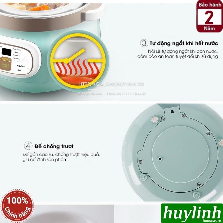 Nồi nấu chậm - chưng yến cách thuỷ Bennix BN-22CWG - thố lớn 2.2 lít - 3 thố nhỏ 0.45 lít - Hàng chính hãng