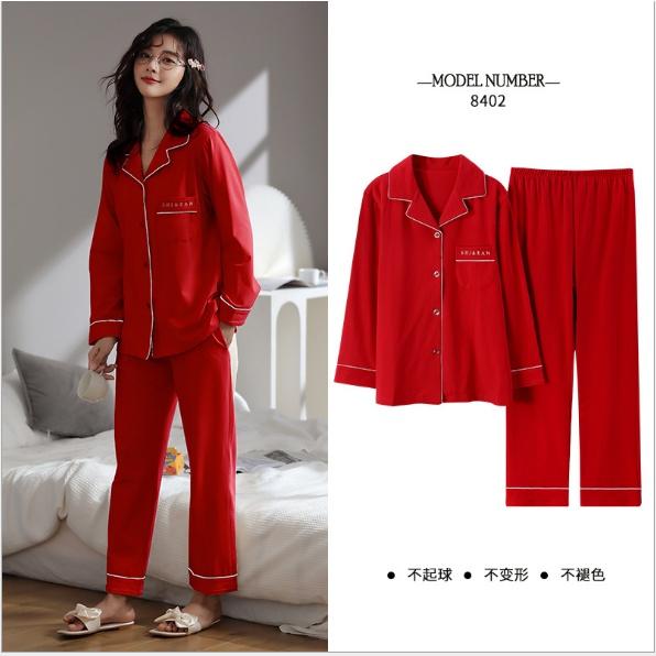 Bộ Pijama nữ màu đỏ nổi bật, có thể mặc riệng mặc mix đồ đôi sành điệu, chất cotton 100% thoáng mát