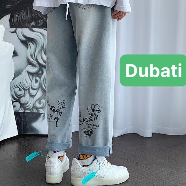 QUẦN JEAN BAGGY NAM CHẤT BÒ XANH ỐNG RỘNG DÀI THÊU CHÂN SAU NHẬT BATN THOÁNG MÁT- DB 0566- DUBATI FASHION