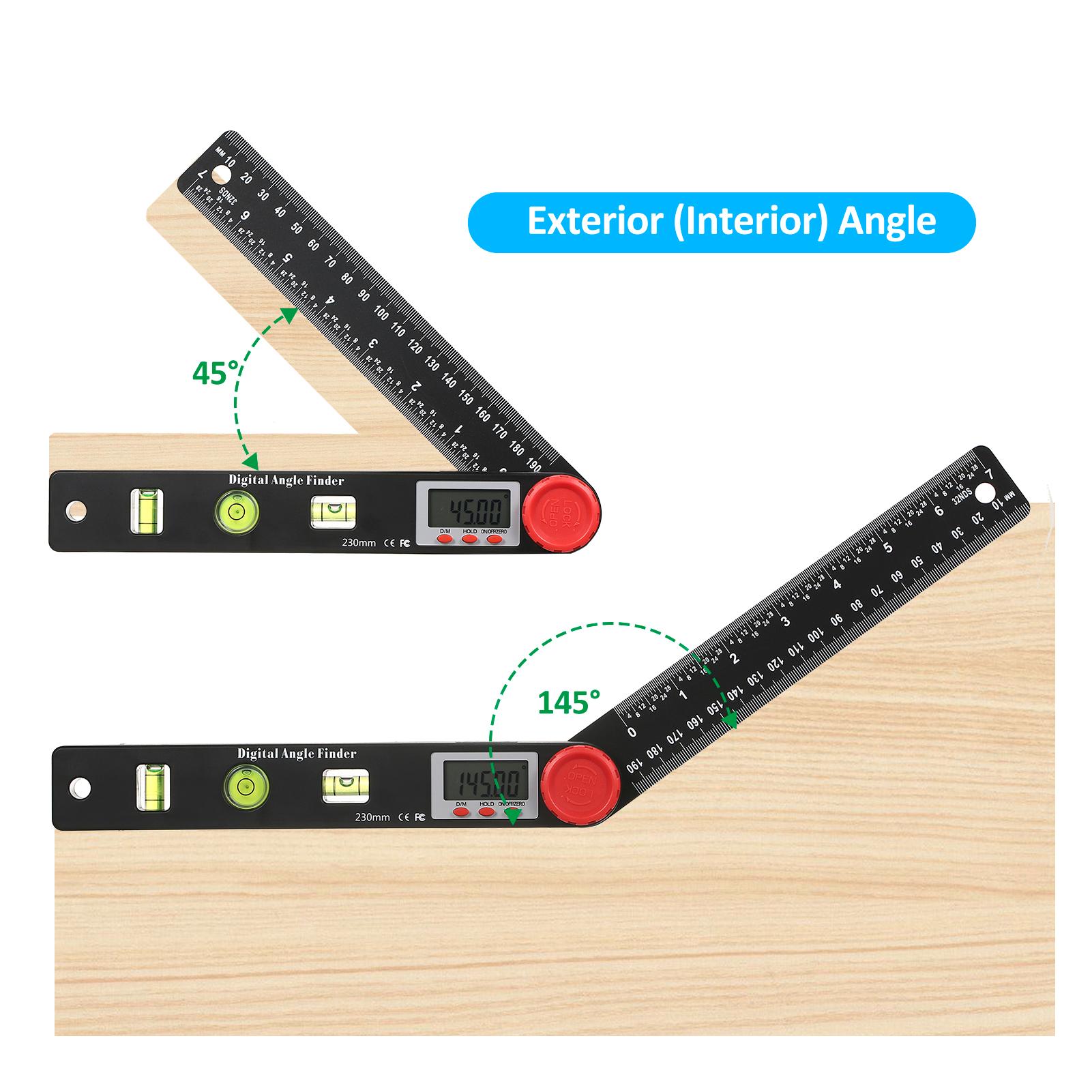 Digital Protractor Ruler Angle Finder, Protractor Ruler Level Tool, Multifunction Level Ruler 7 Inch, 3 Bubble Level Guage, Horizontal, Vertical Level Measuring with LCD Display