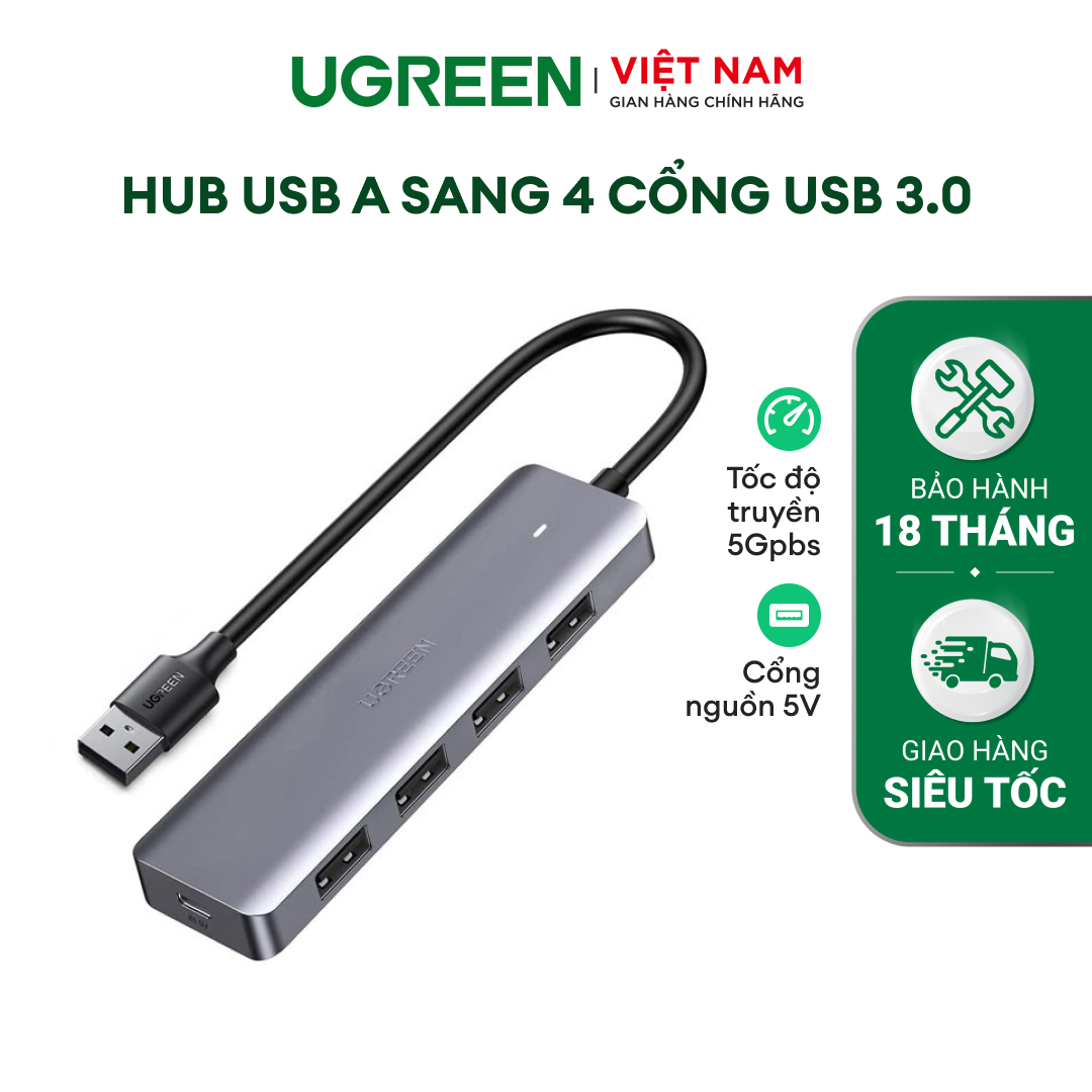 Hub USB type C, USB 3.0 sang 4 cổng USB 3.0 hỗ trợ cổng nguồn Micro USB 5V UGREEN CM219 CM136 - Hàng chính hãng