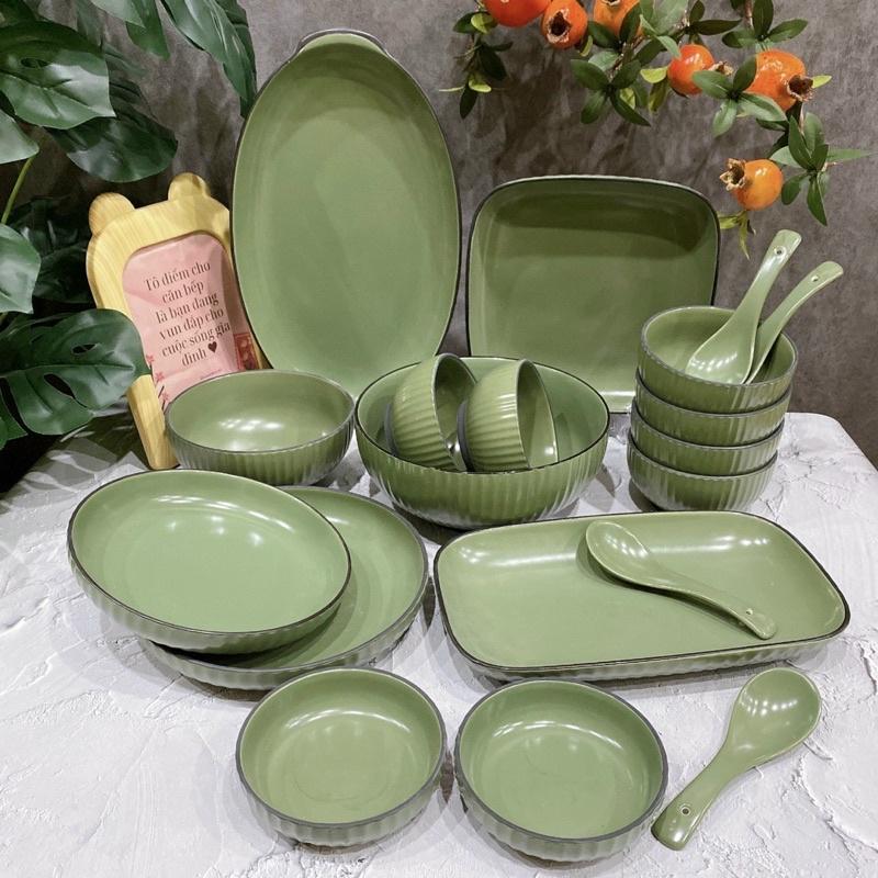 Set bát đĩa 19 món mang phong cách Nhật Bản. Gốm sứ cao cấp.