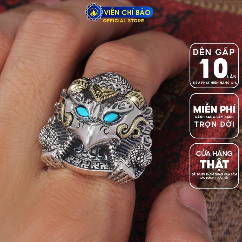 Nhẫn Bạc Nam BT Kim Sí Điểu mắt xanh Chất liệu Bạc Thái S925 trẻ trung nam tính Viễn Chí Bảo N100389x