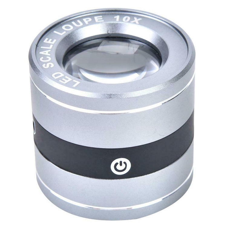 Kính lúp cao cấp có thước đo 10x tích hợp 2 đèn led trắng và đèn led tím 8083