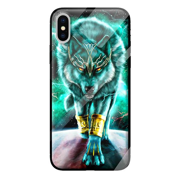 Ốp kính cường lực cho iPhone XS MAX mẫu SÓI XANH 1 - Hàng chính hãng
