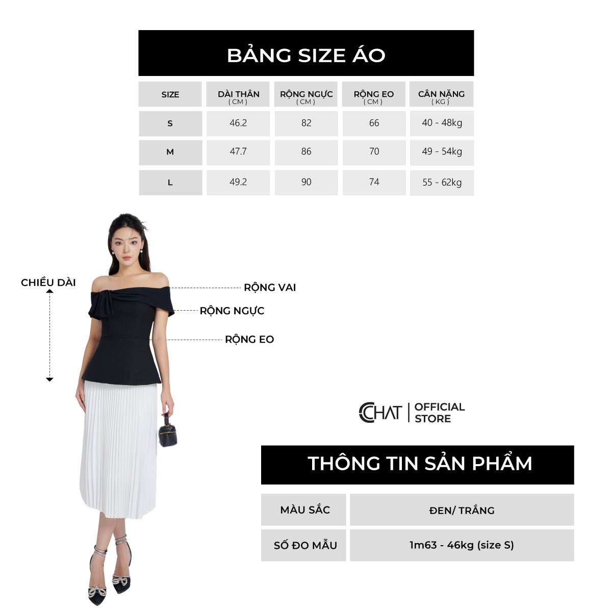 Áo Kiểu Nữ Trễ Vai Phối Vai Nơ Dáng Peplum Chất Tuytsi Mềm Mịn 13ANS8001PT