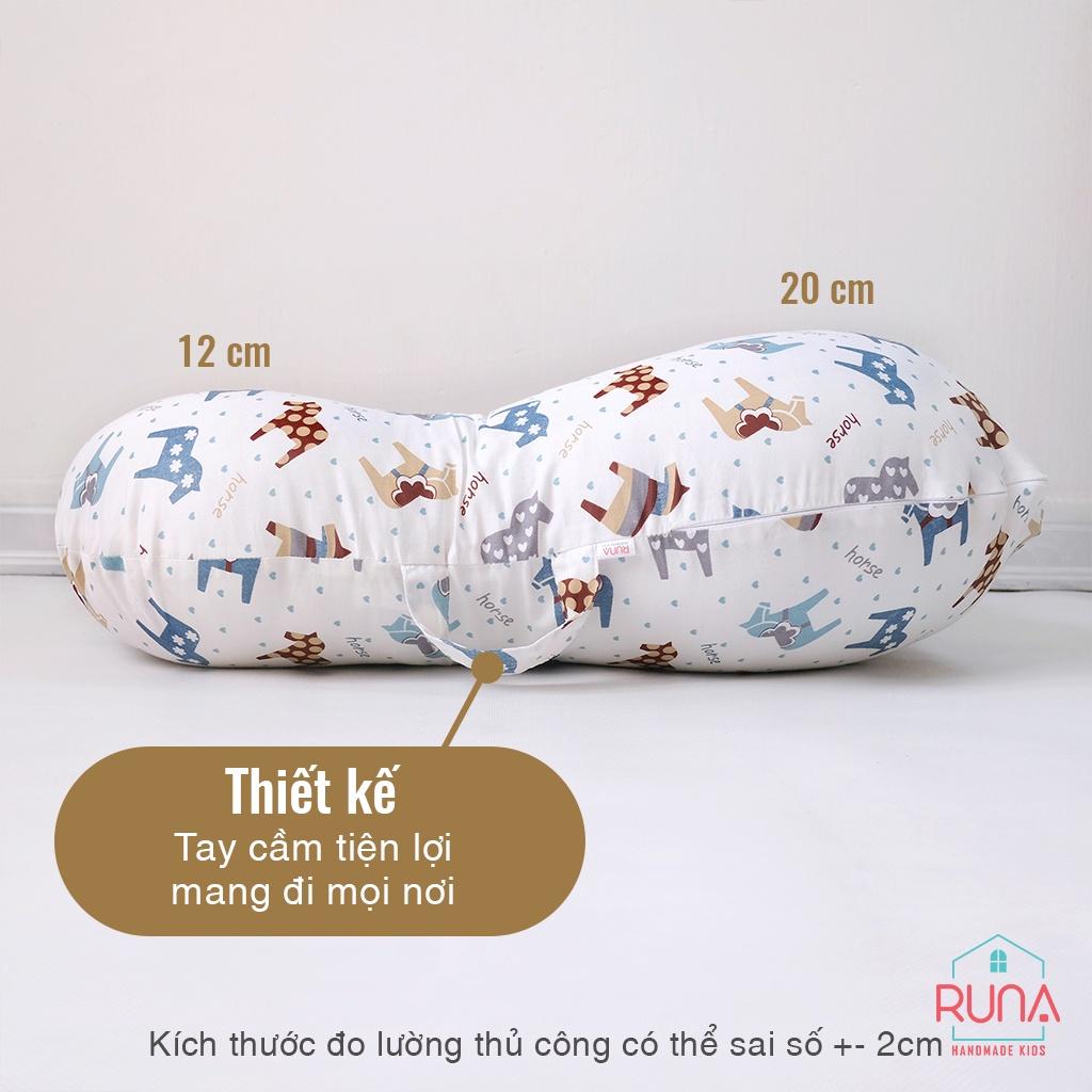 Gối chống trào ngược cho bé cotton Hàn 100% RUNA KIDS gối chống nôn trớ an toàn cho bé size lớn 65x70cm