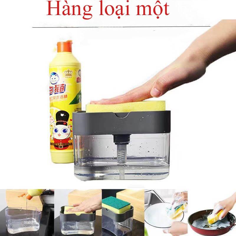 Dụng cụ đựng xà phòng rửa chén thông minh tặng kèm mút rửa chén