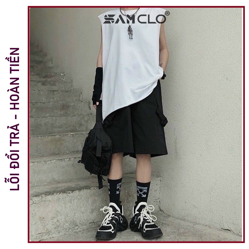 Quần đùi SAM CLO - Quần short Kaki nam nữ túi hộp phối dây dáng suông ống rộng  - M